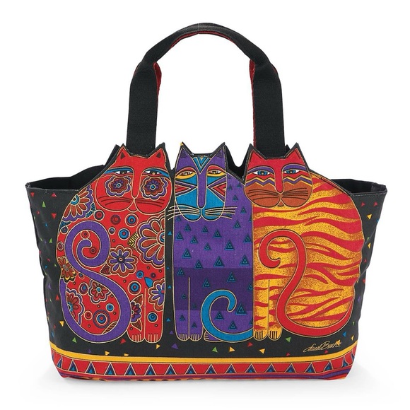 Laurel Burch Handbags - Vintage Laurel Burch shoulder bag colorful cats cat purse tote feline